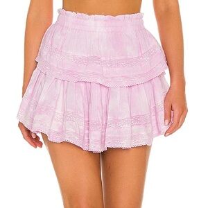 LoveShackFancy Pink Ruffled Mini Skirt